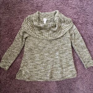 Chico's Cowl Neck Sweater - Cream and Gray